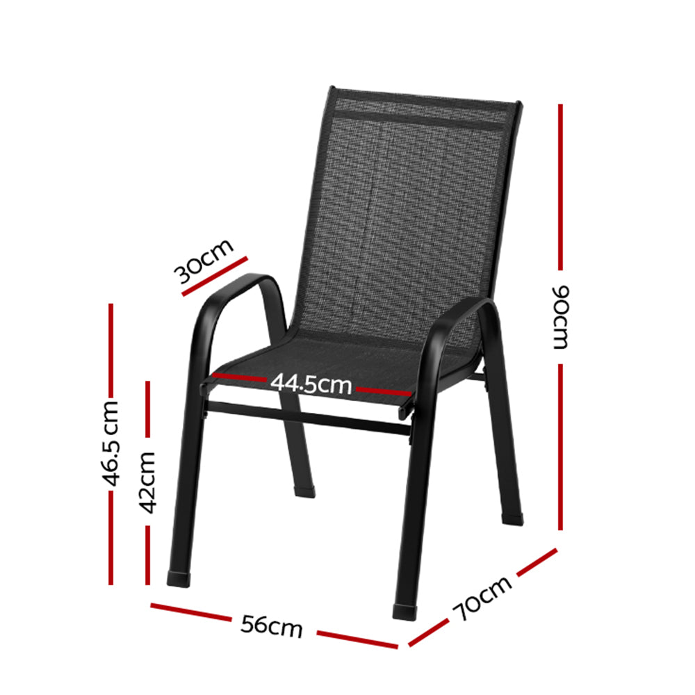 Gardeon Outdoor Stackable Dining Chairs 2PC Black