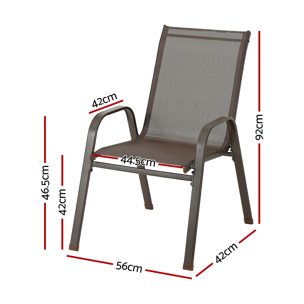Gardeon 6PC Outdoor Stackable Dining Chairs Brown