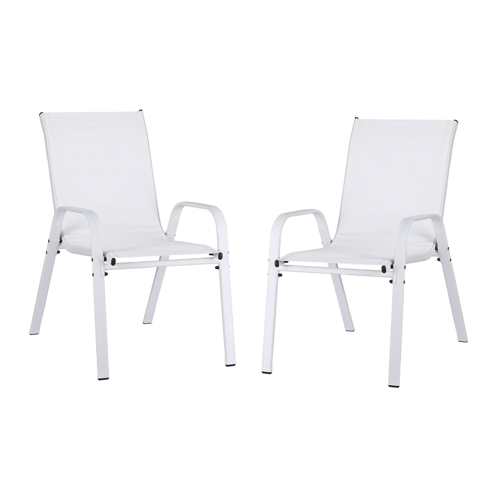 Gardeon 2 Pack Outdoor Dining Chairs Stackable White