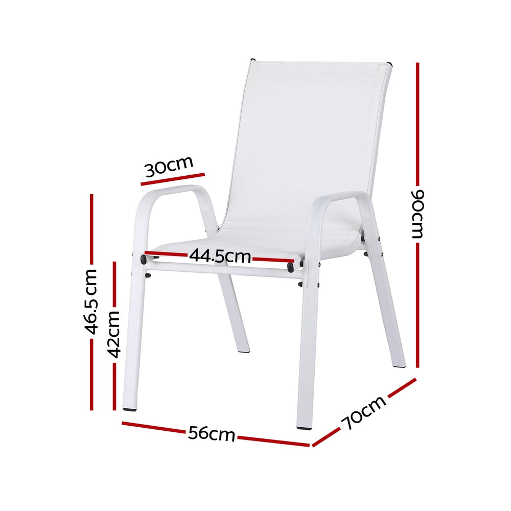Gardeon 4PC Outdoor Stackable Lounge Chairs White