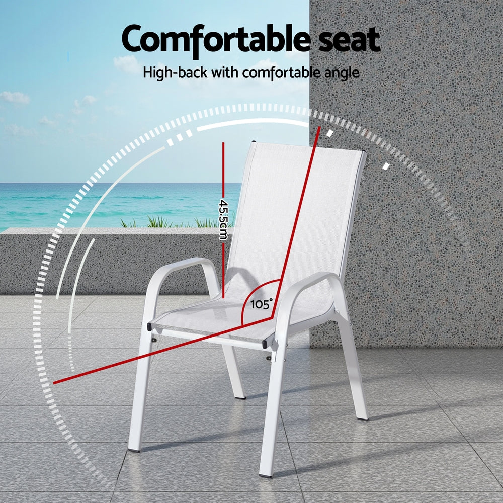 Gardeon 4PC Outdoor Stackable Lounge Chairs White