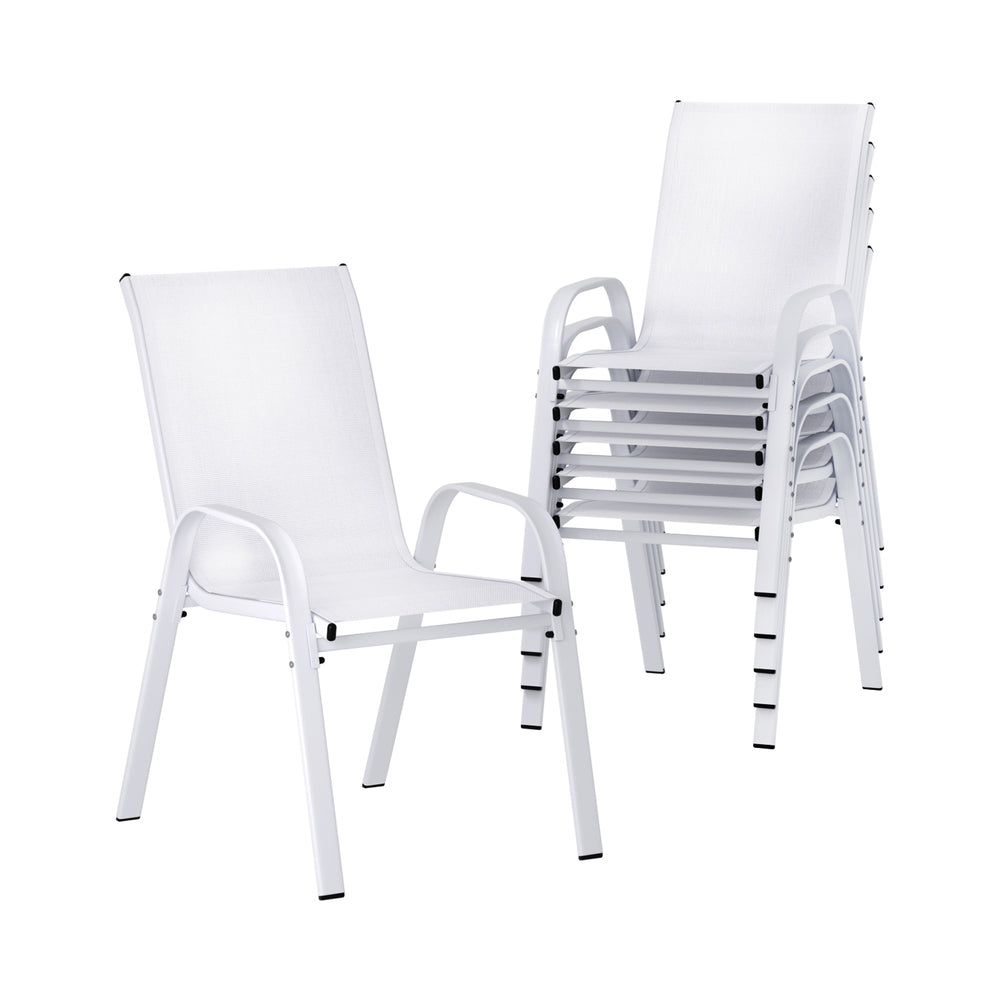 Gardeon 6PC Outdoor Dining Chairs Stackable White
