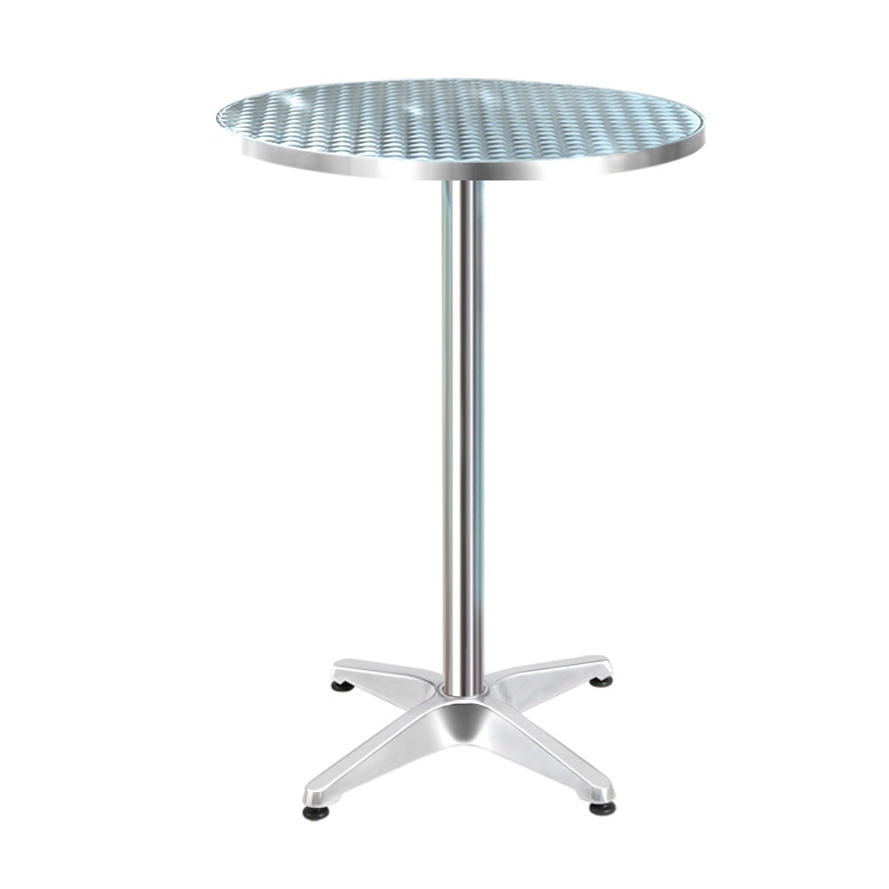 Gardeon Adjustable Aluminium Bar Table Round 70/110cm Silver
