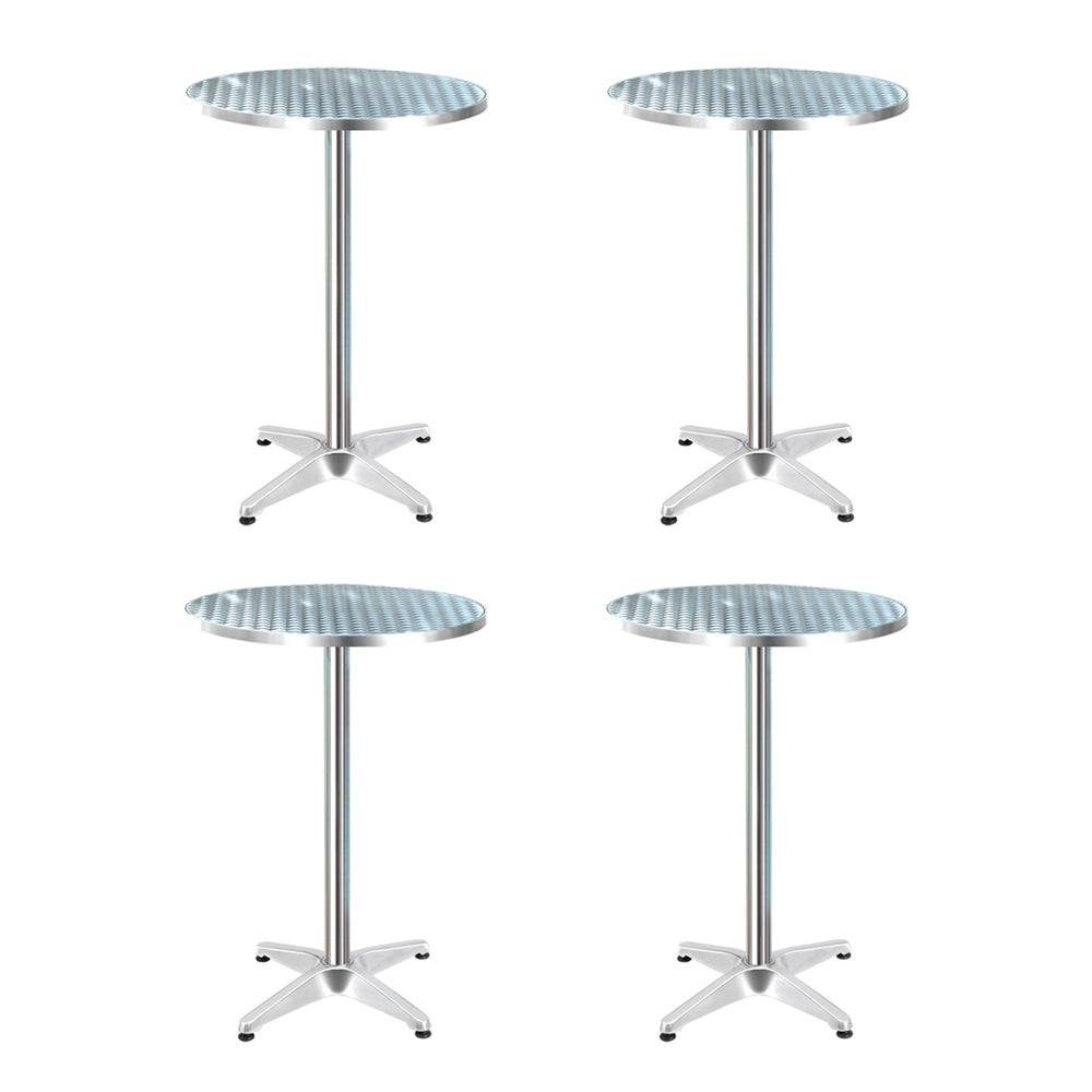Gardeon Outdoor Bar Table Set Aluminium Round Adjustable 70/110cm Silver