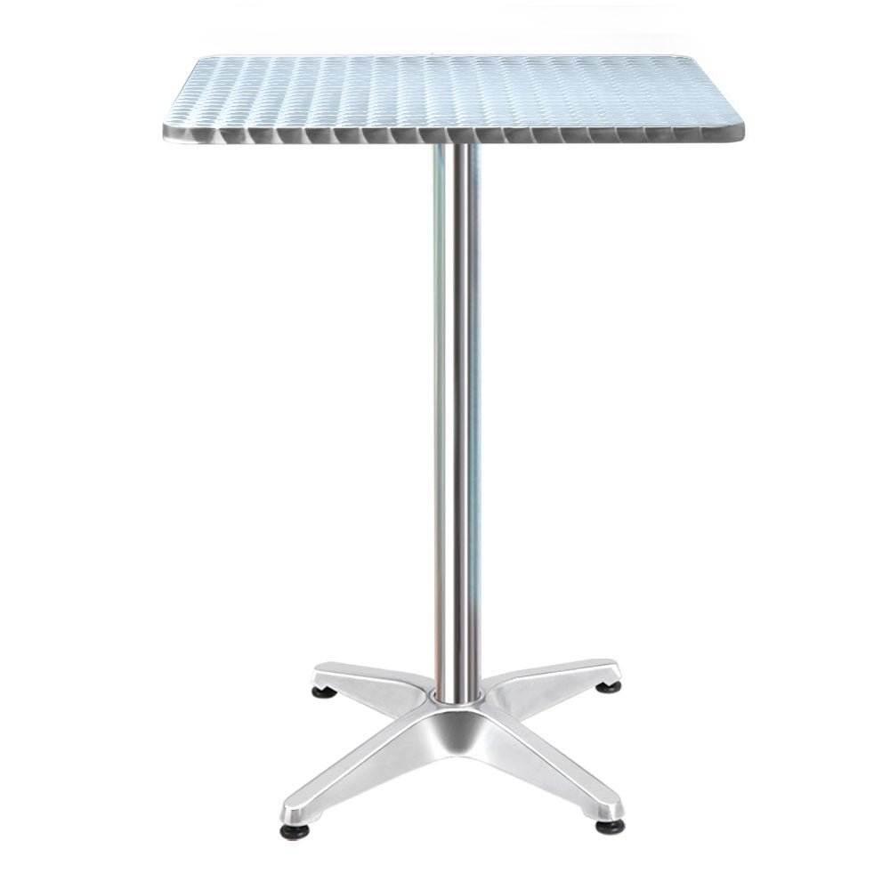 Gardeon Adjustable Aluminium Bar Table Square 70/110cm Silver
