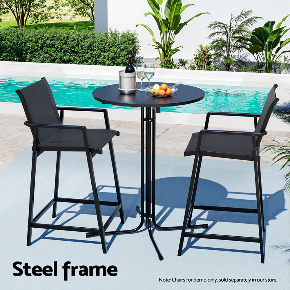 Gardeon 109cm Round Folding Bar Table Black Outdoor Furniture