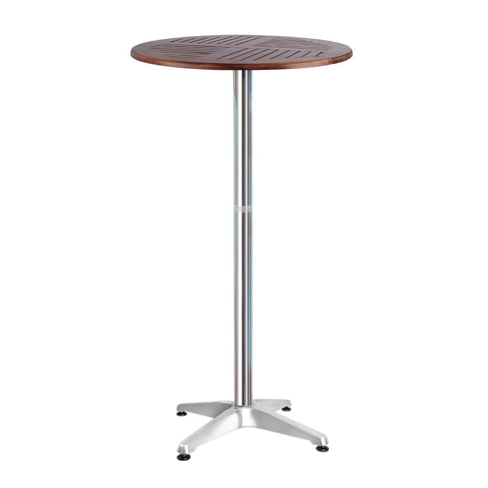 Gardeon Round Outdoor Bar Table Hardwood Top Aluminium Pole