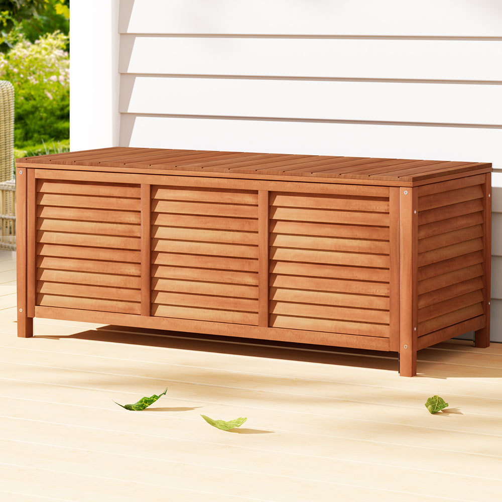 Gardeon 210L Wooden Outdoor Storage Bench Nature Wood
