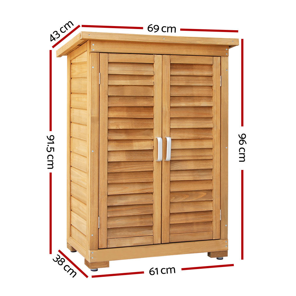 Gardeon Wooden Outdoor Storage Cabinet Adjustable Shelf