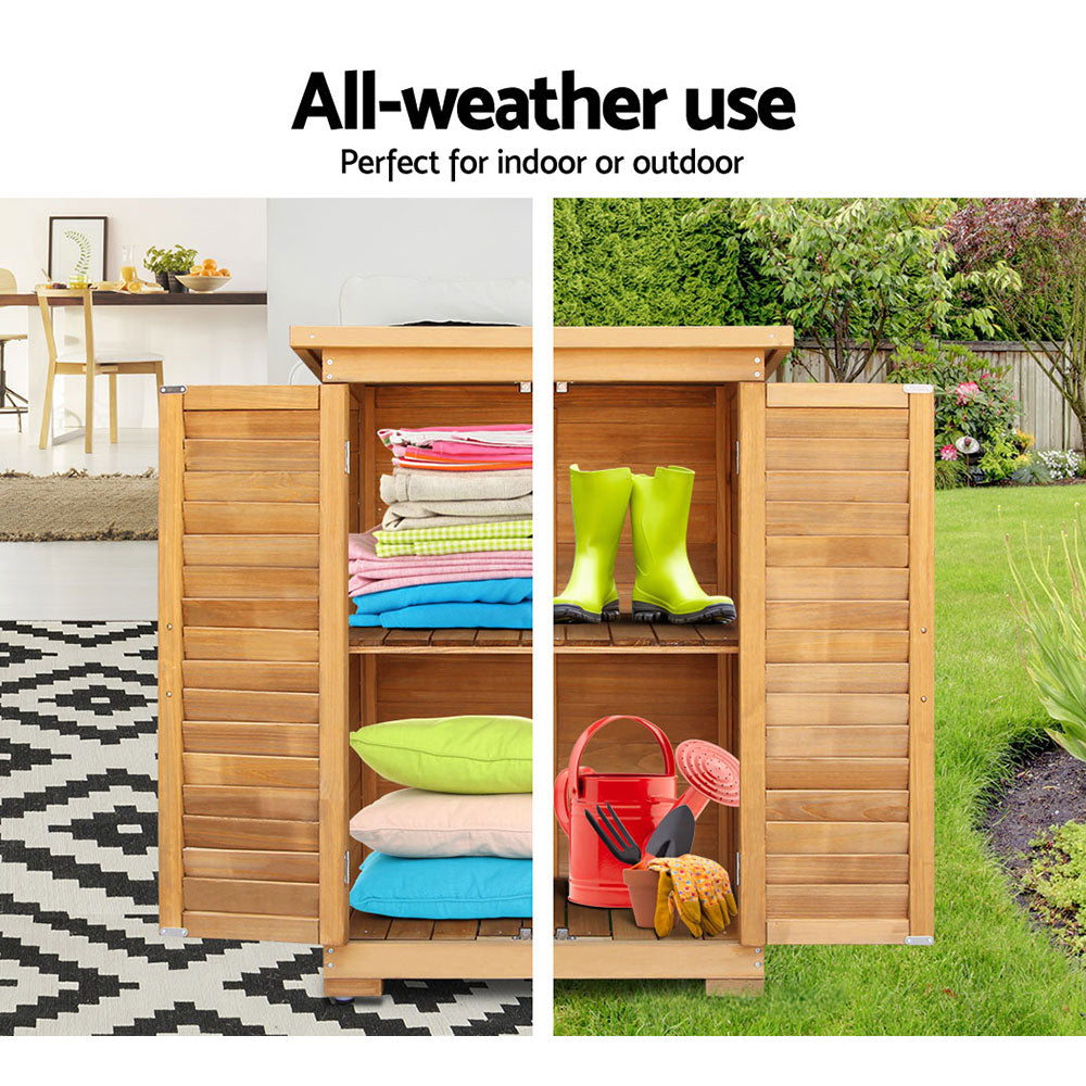 Gardeon Wooden Outdoor Storage Cabinet Adjustable Shelf