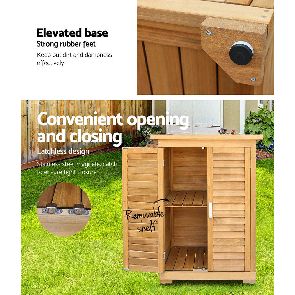 Gardeon Wooden Outdoor Storage Cabinet Adjustable Shelf