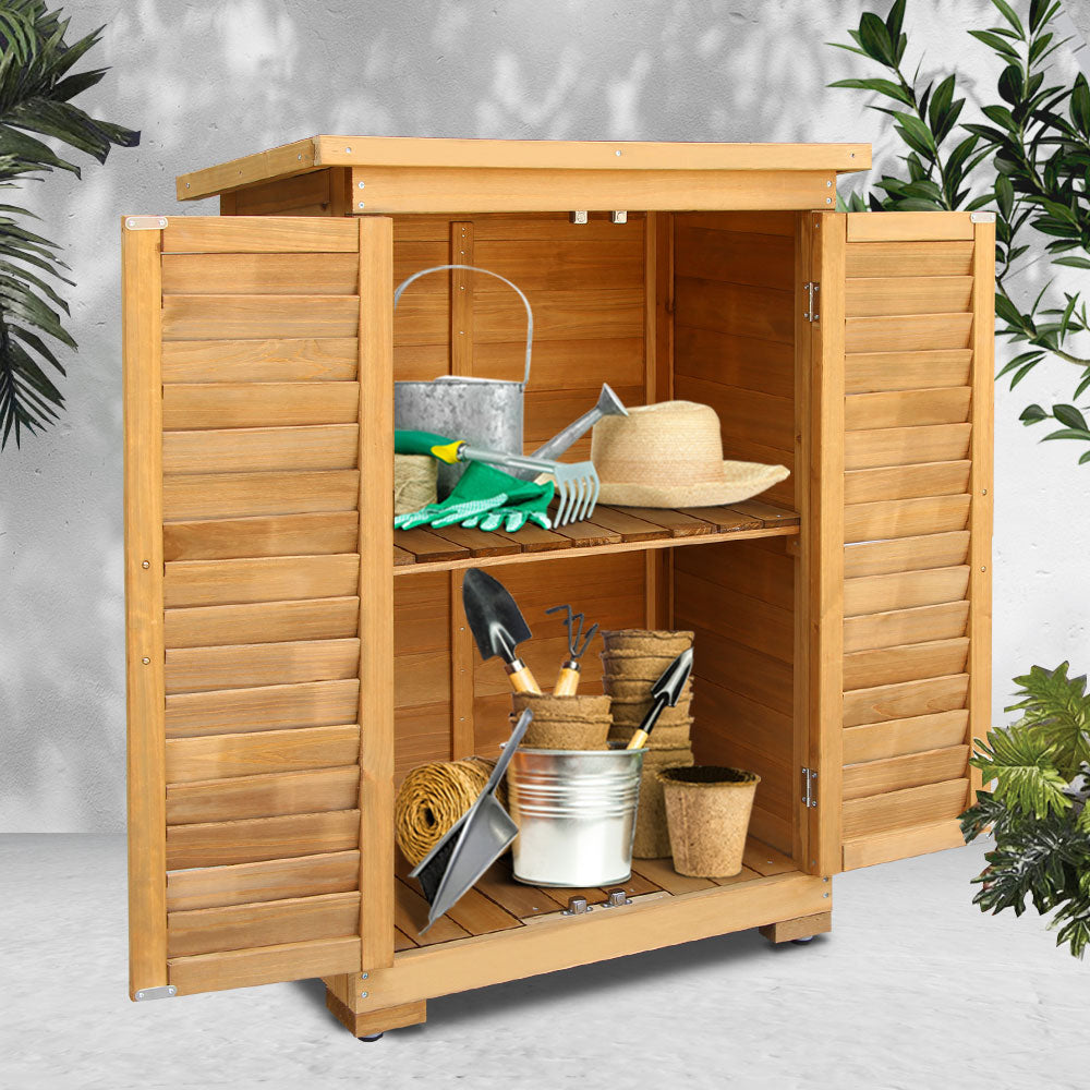 Gardeon Wooden Outdoor Storage Cabinet Adjustable Shelf