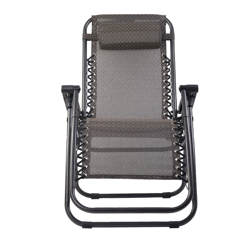 Gardeon 2PC Outdoor Recliner Zero Gravity Chair Folding Beige