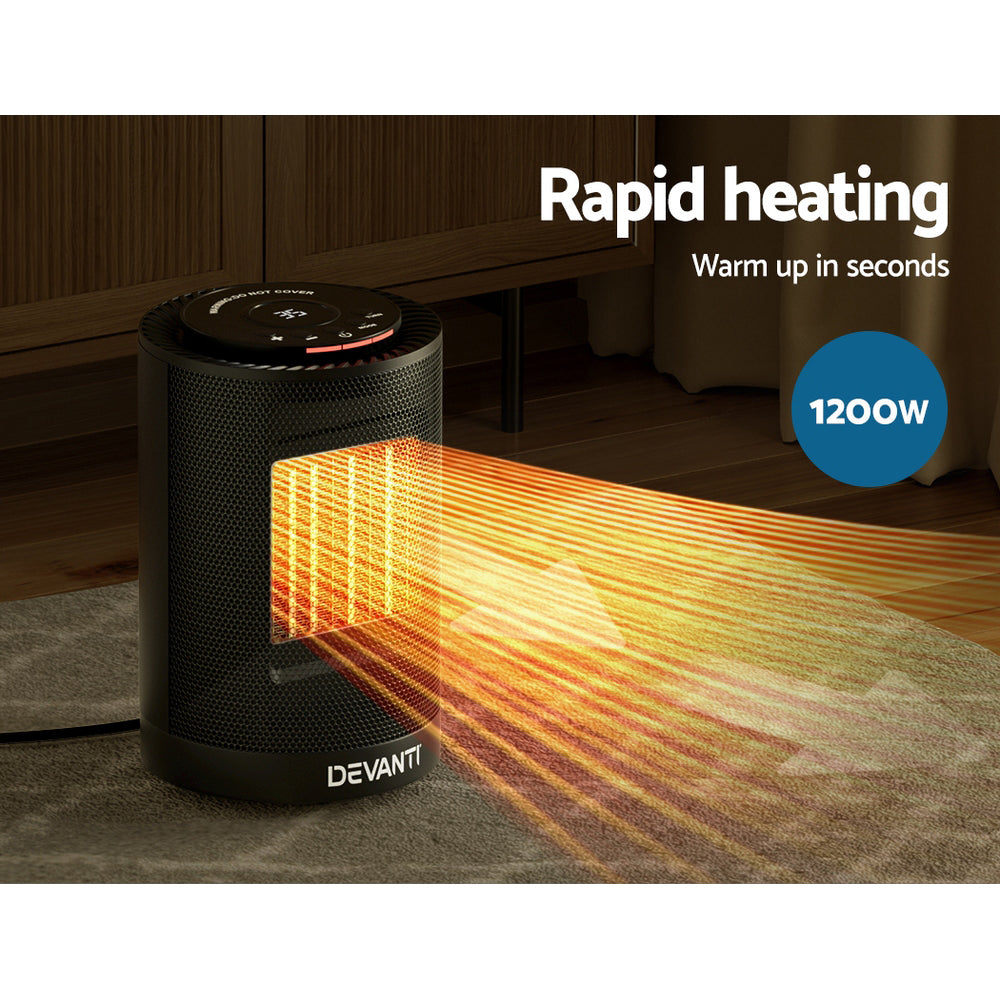 Devanti 1200W Electric Fan Heater Black