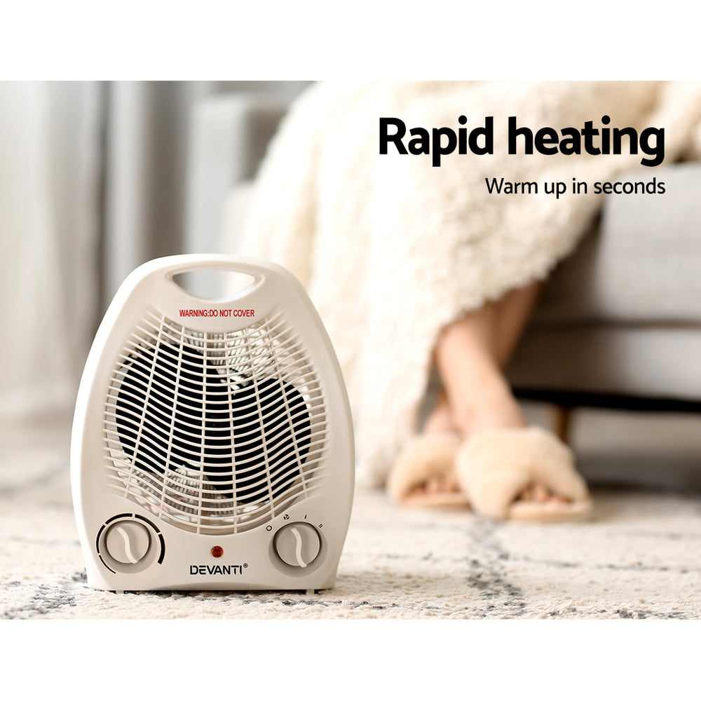 Devanti 2000W Electric Fan Heater White