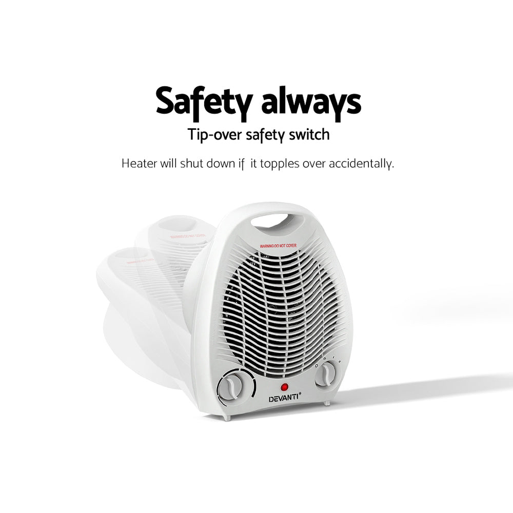 Devanti 2000W Electric Fan Heater White