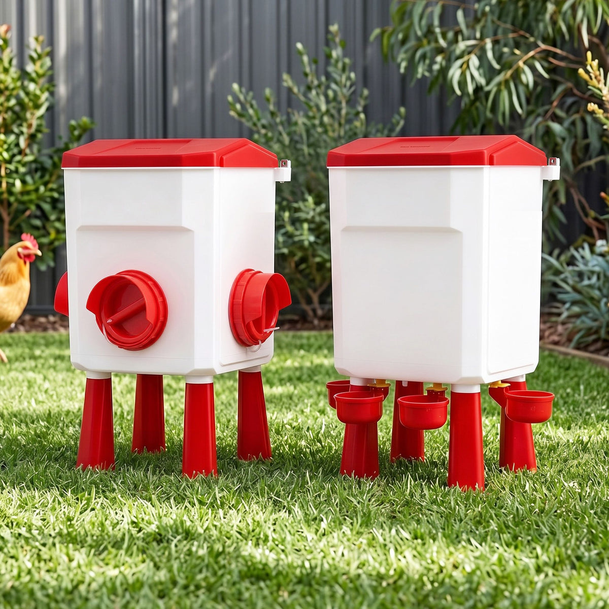 Giantz Chicken Feeder and Waterer Set 12kg 11L Poultry Drinker Kit