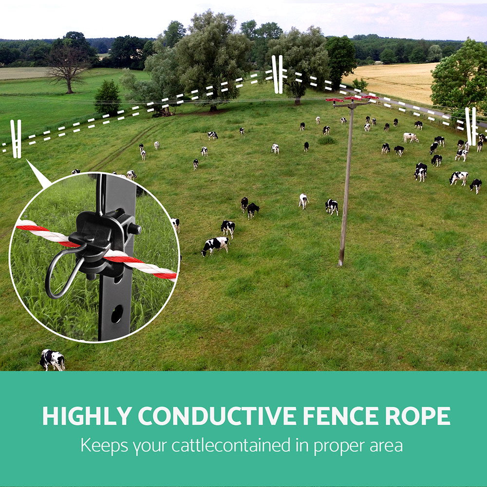 Giantz 1000M Electric Fence Poly Rope Red/White