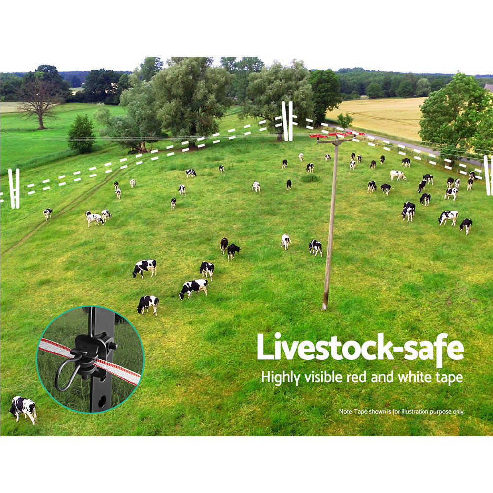 Giantz 2000M Polytape Electric Fence Red White