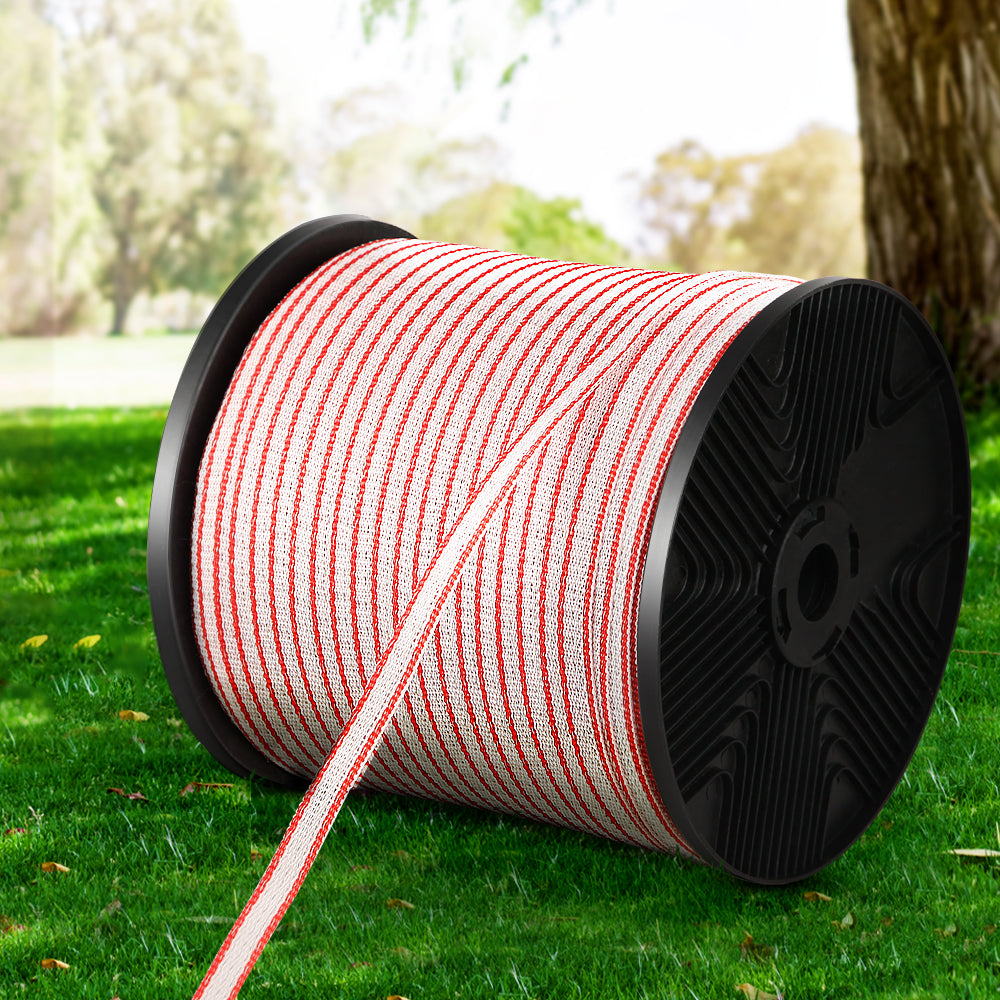Giantz 400M Electric Fence Polytape Red/White Livestock Insulator