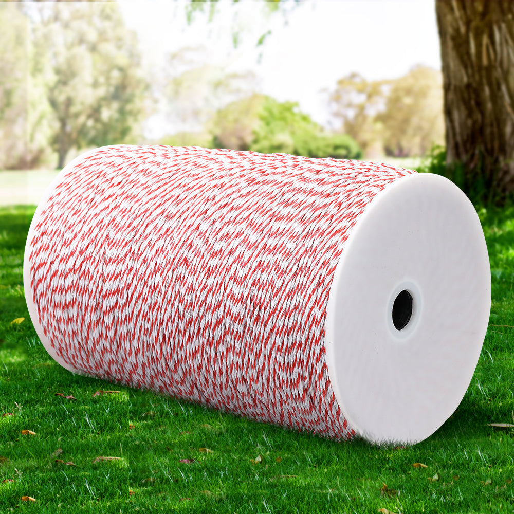Giantz 2000M Electric Fence Poly Wire Red & White