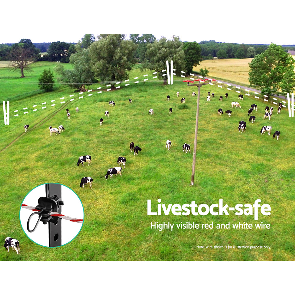 Giantz 2000M Electric Fence Poly Wire Red & White