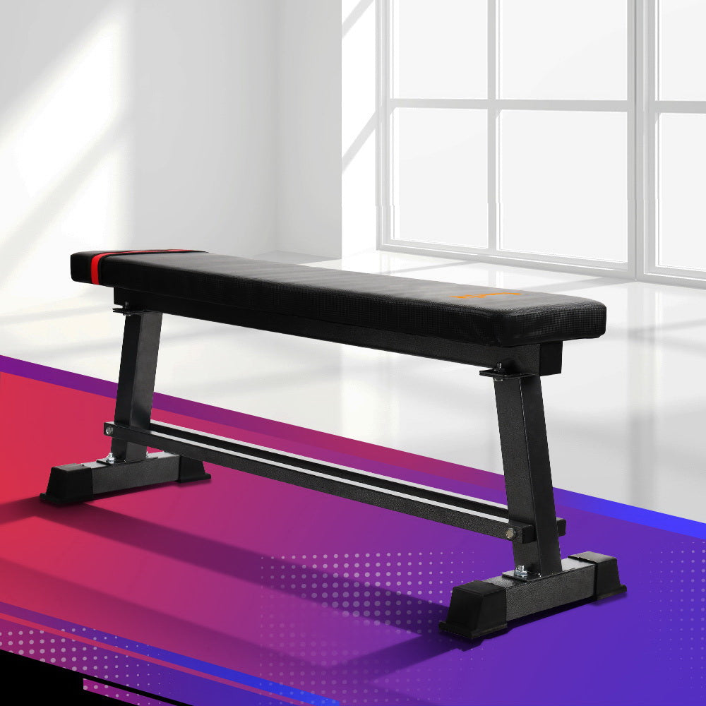 Everfit Flat Bench Press Home Gym Equipment 300kg Capacity Black