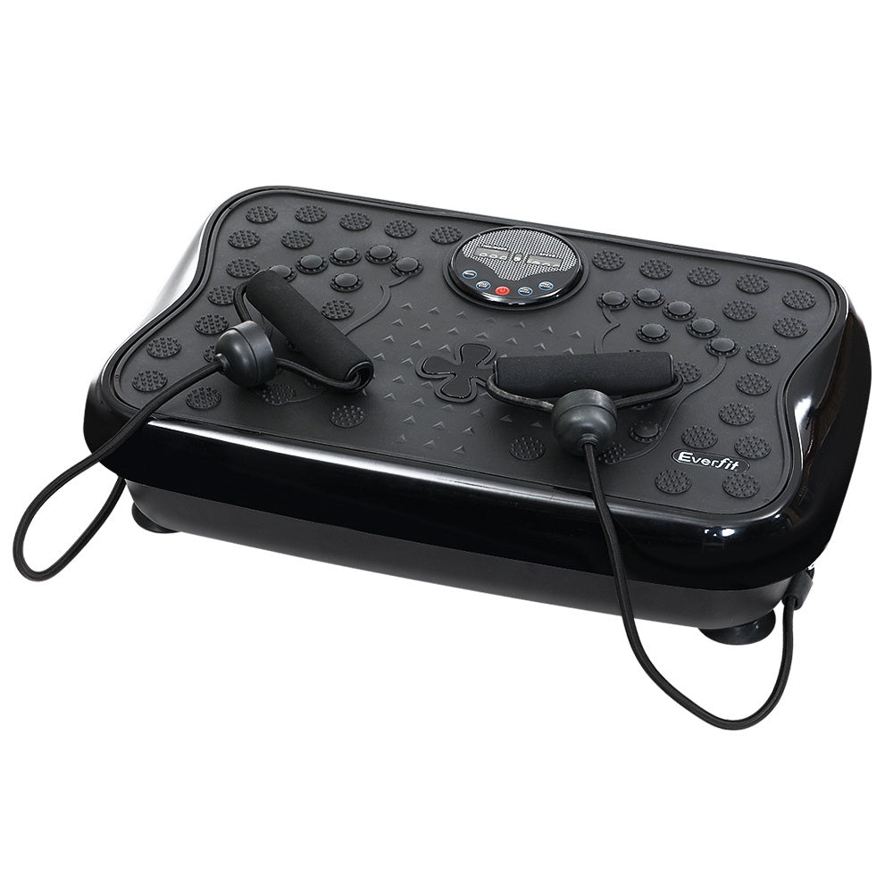 Everfit Vibration Platform Machine Black Home Gym with Resistance Ropes