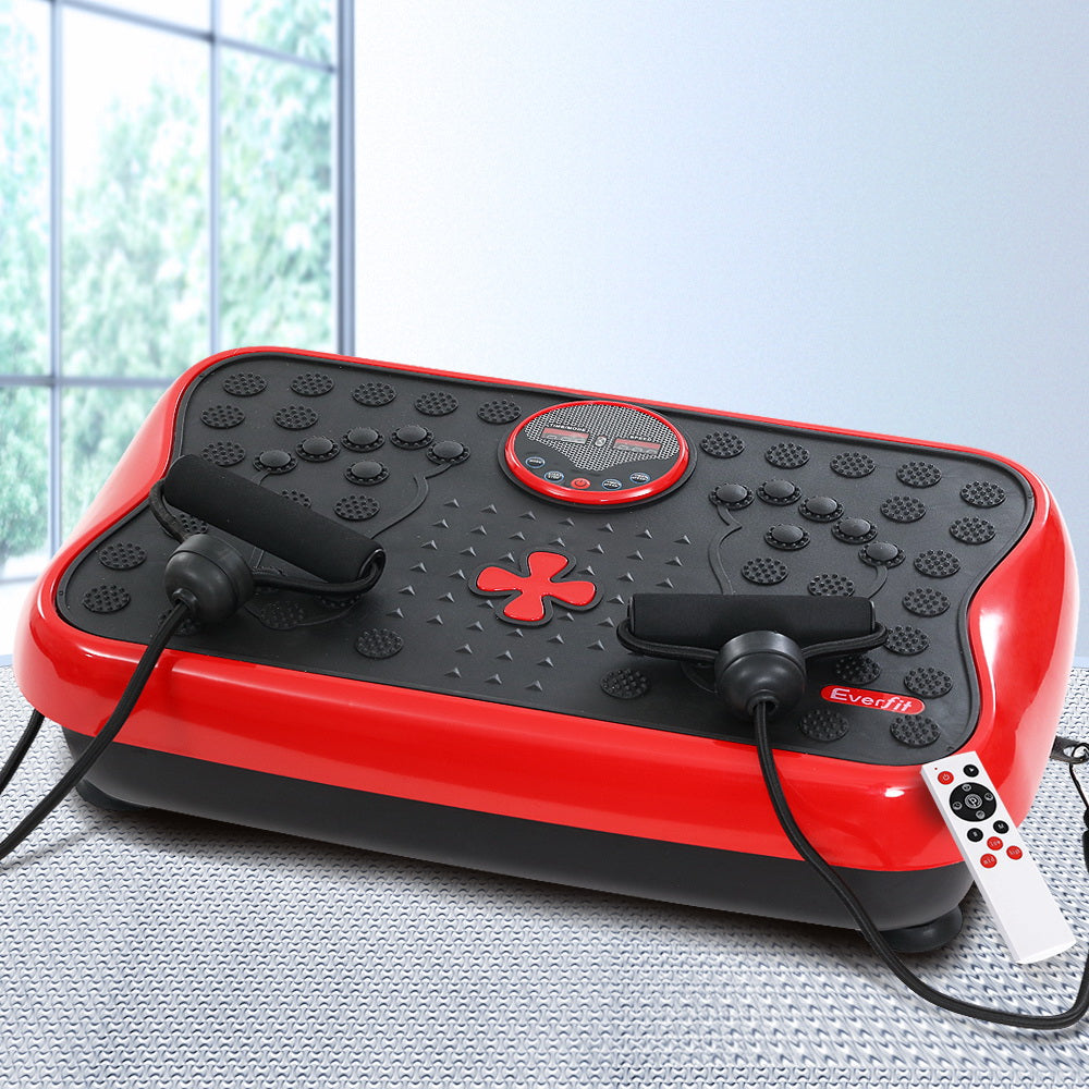 Everfit Vibration Machine Platform Red Home Gym with Resistance Bands