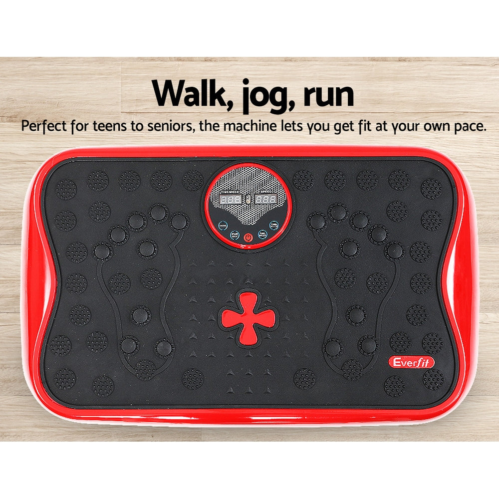 Everfit Vibration Machine Platform Red Home Gym with Resistance Bands