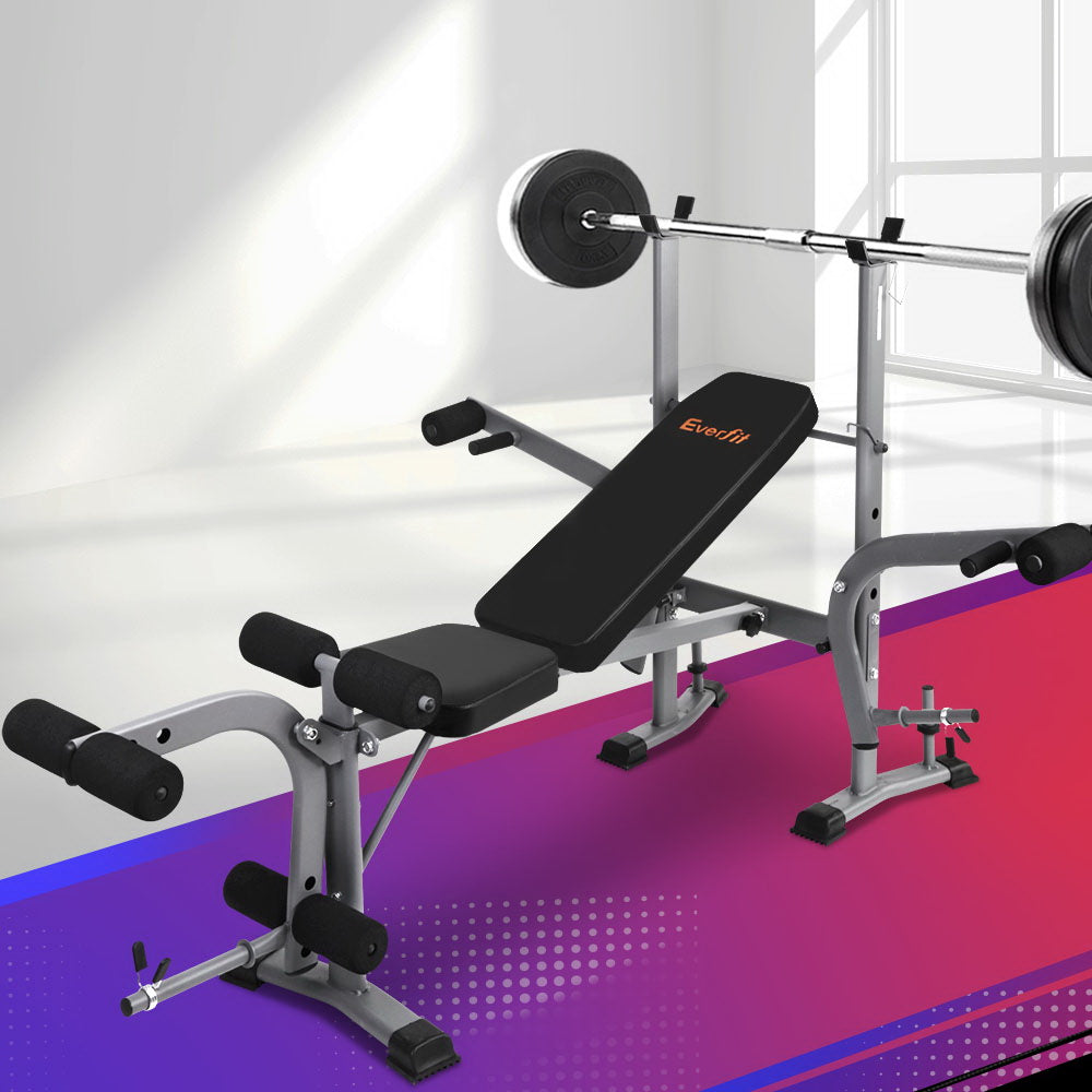 Everfit 8-in-1 Adjustable Weight Bench Home Gym Station 200kg Black