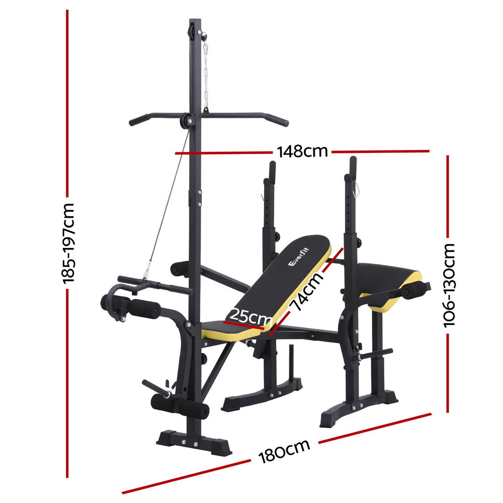 Everfit 14-in-1 Multi-Station Weight Bench Black/Yellow Fitness Equipment