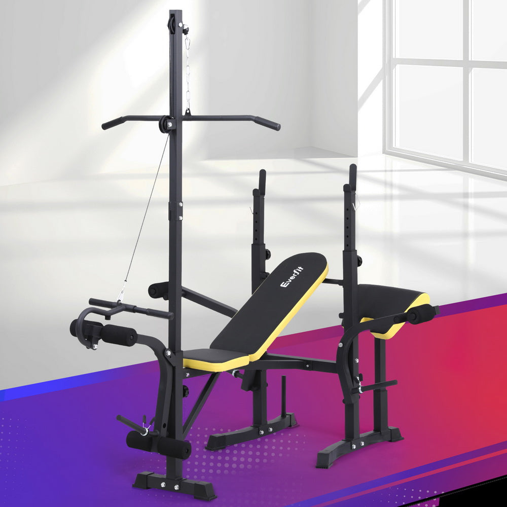 Everfit 14-in-1 Multi-Station Weight Bench Black/Yellow Fitness Equipment