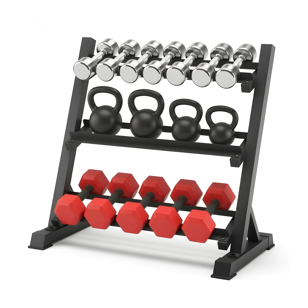 Everfit Dumbbell Rack 3-Tier 300kg Capacity Black