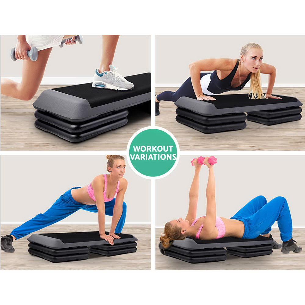 Everfit Aerobic Step Riser Pair Black Gym Fitness