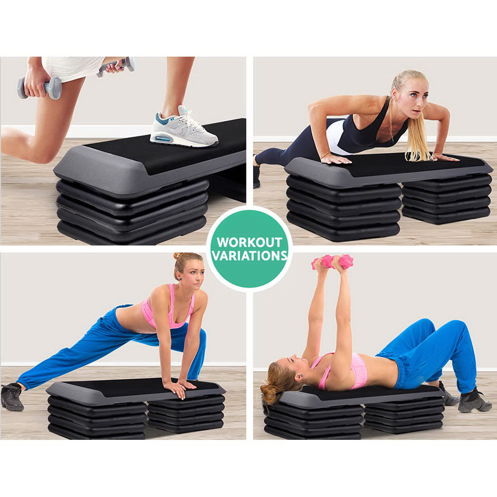 Everfit Aerobic Step Riser Blocks 4 Pack Black