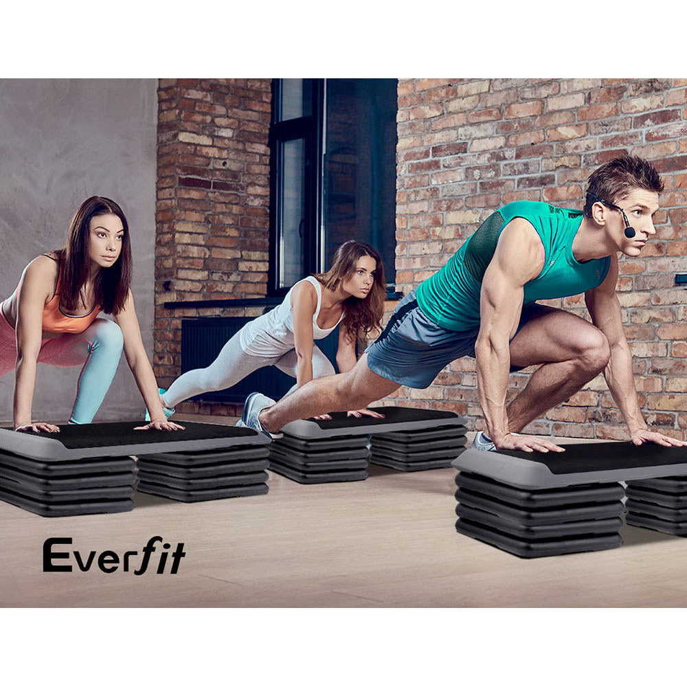 Everfit Aerobic Step Riser Blocks 4 Pack Black