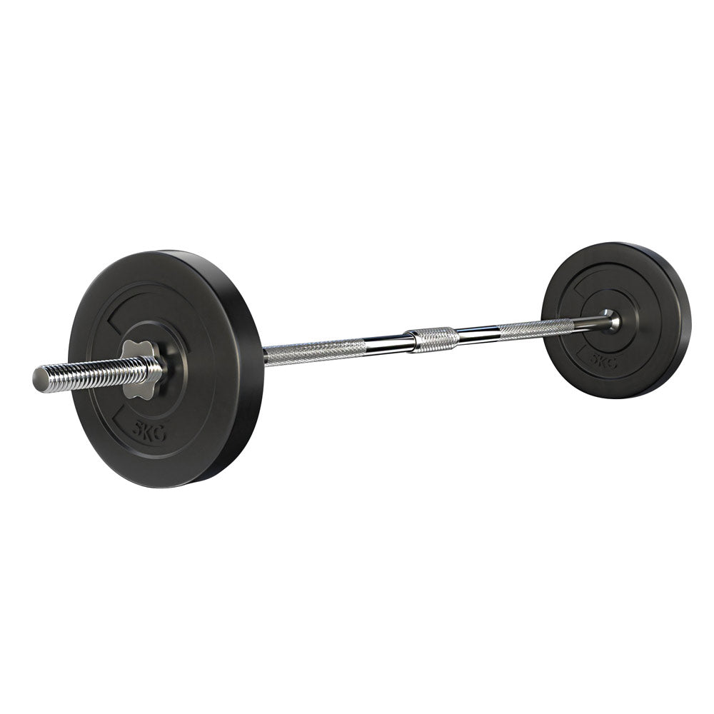 Everfit 18kg Barbell Set Weight Plates Lifting Bench 168cm