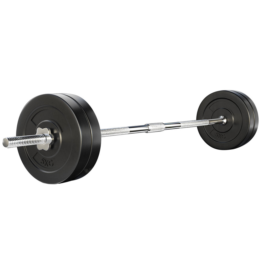 Everfit 28kg Barbell Set Weight Plates Lifting Bench 168cm
