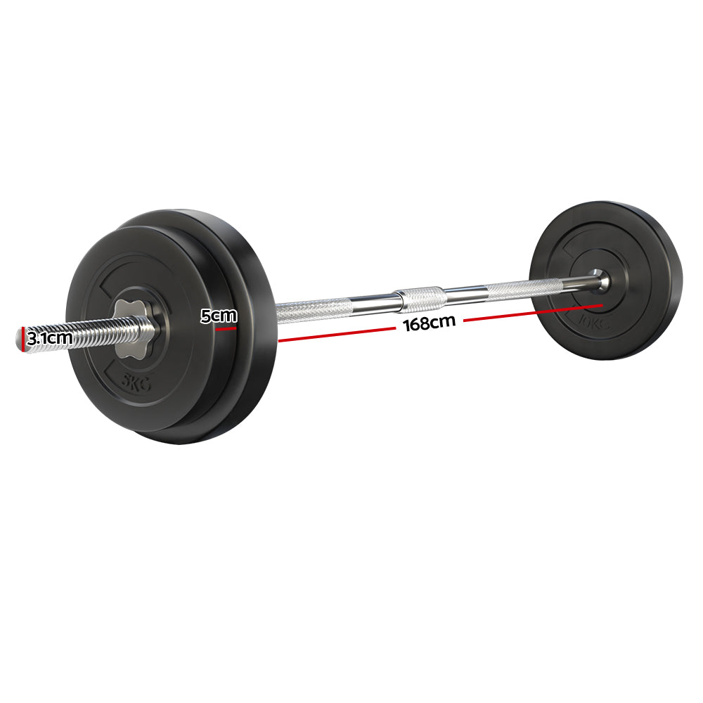 Everfit 38kg Barbell Set with Weight Plates and 168cm Lifting Bar