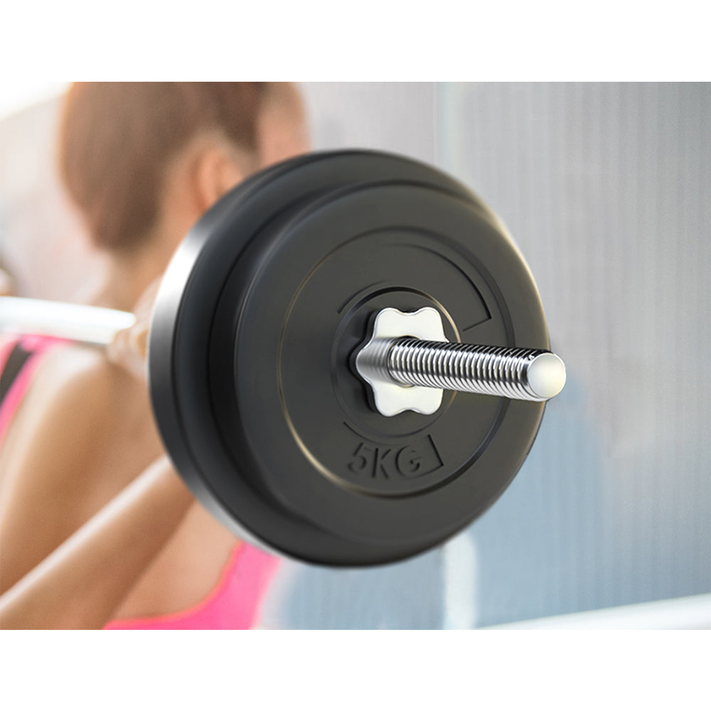 Everfit 38kg Barbell Set with Weight Plates and 168cm Lifting Bar