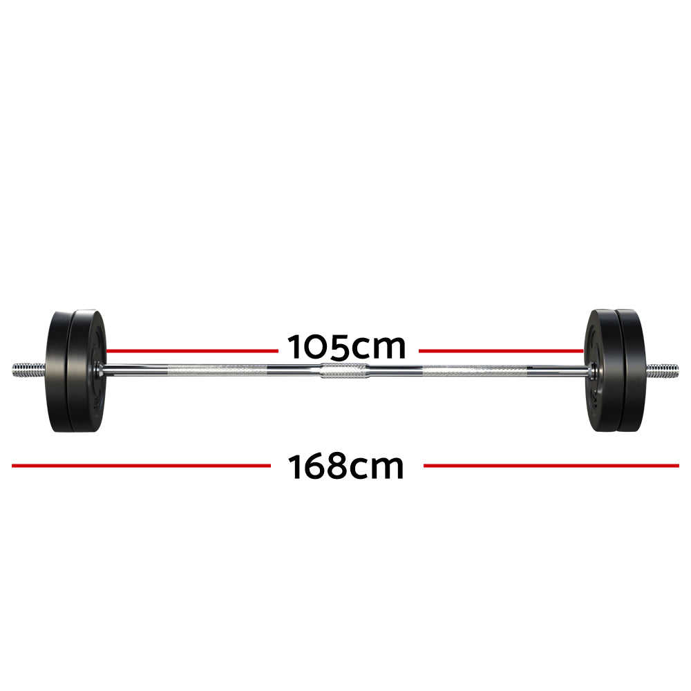 Everfit 48kg Barbell Set Weight Plates Lifting Bench 168cm