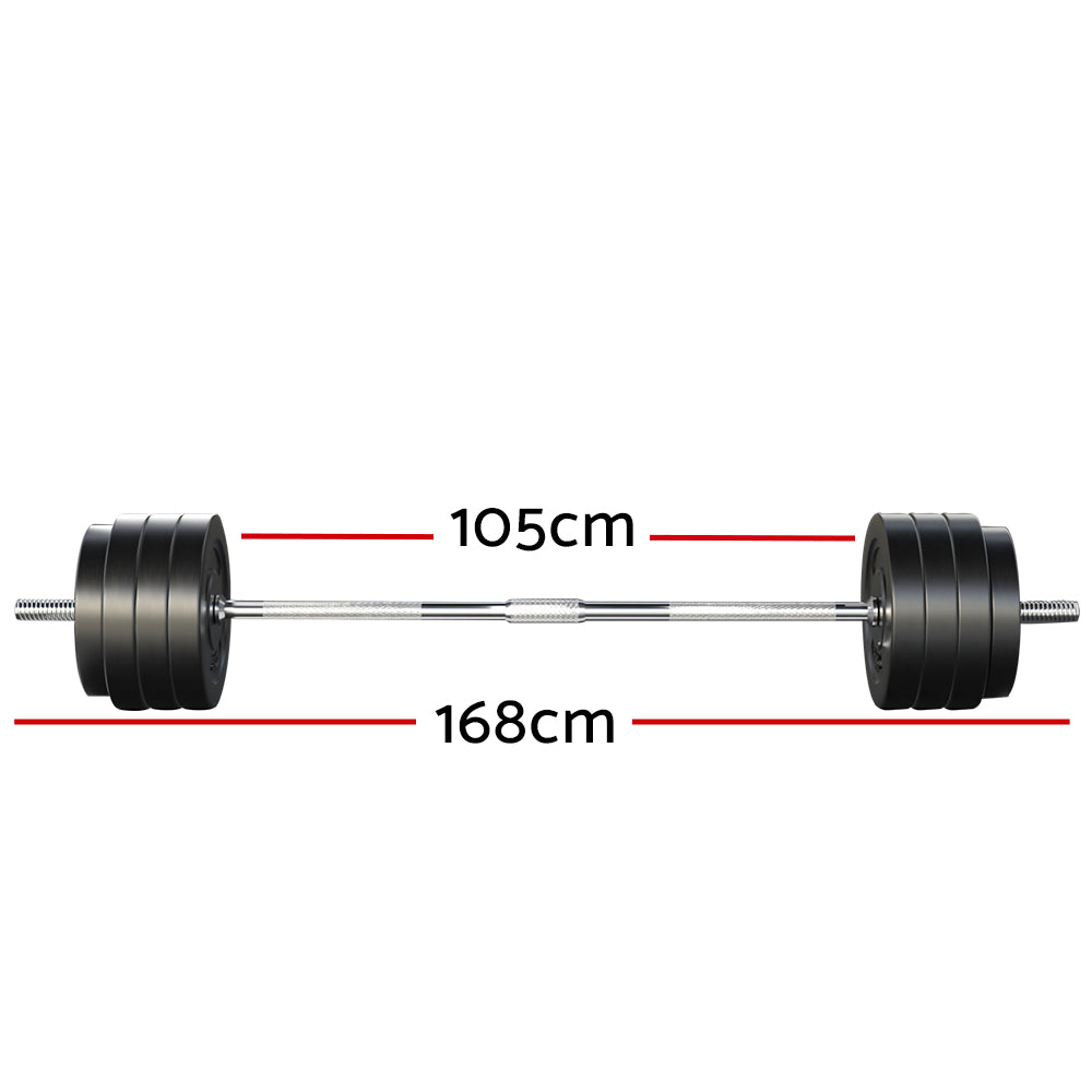 Everfit 78kg Barbell Set Weight Plates Lifting Bench 168cm