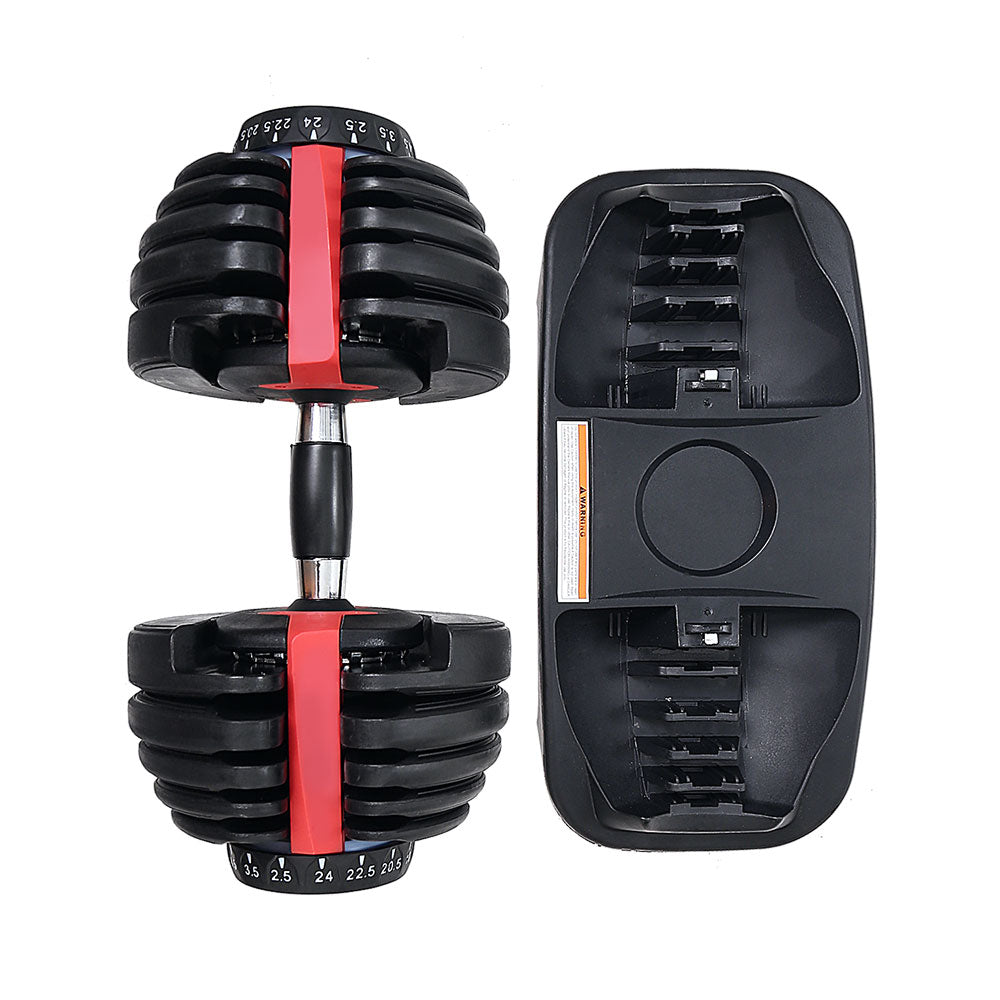 Everfit 24kg Adjustable Dumbbells Set Black/Red