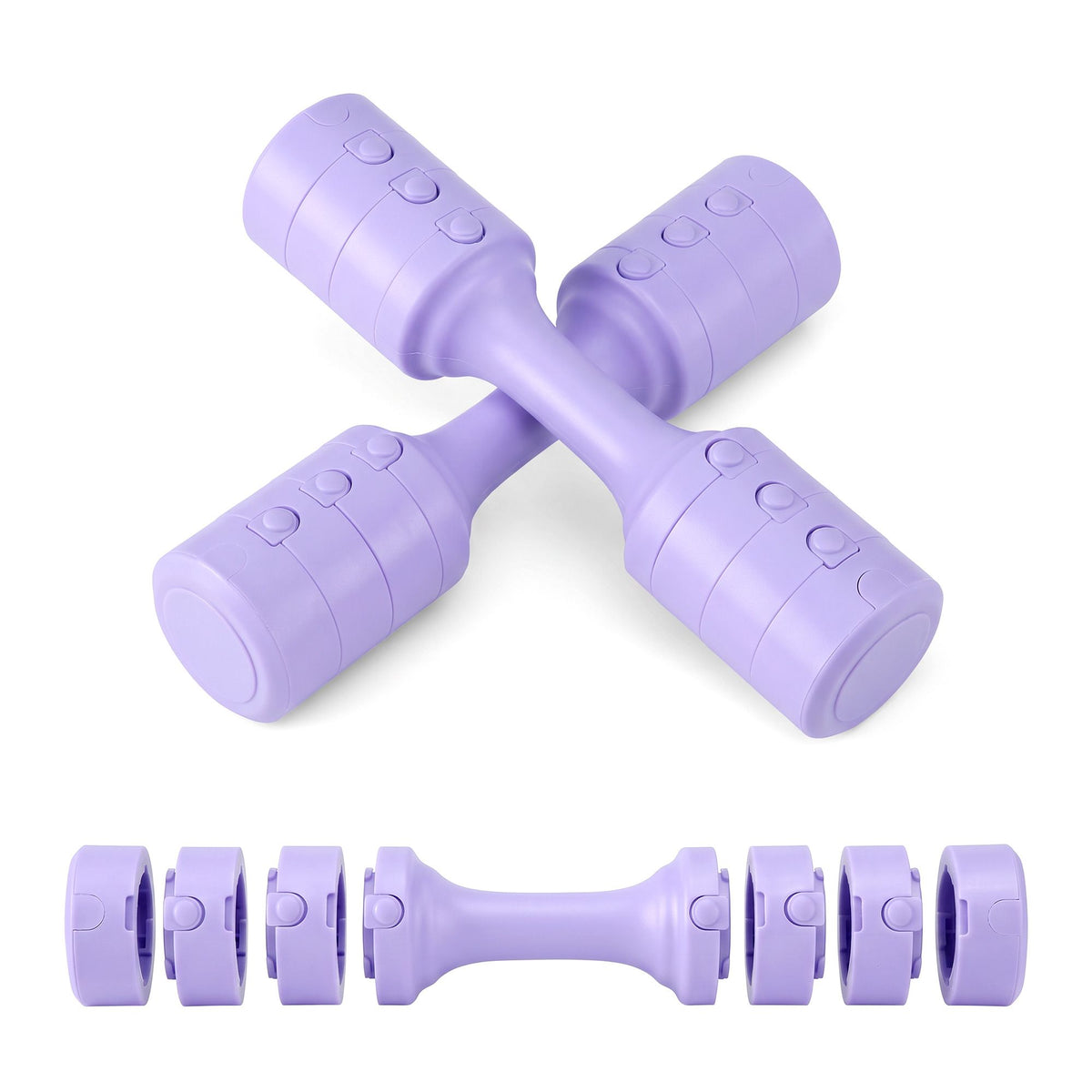 Everfit Adjustable Dumbbell Set 2.5kg x 2 Weights Set 4-in-1 for Women Home Gym Purple