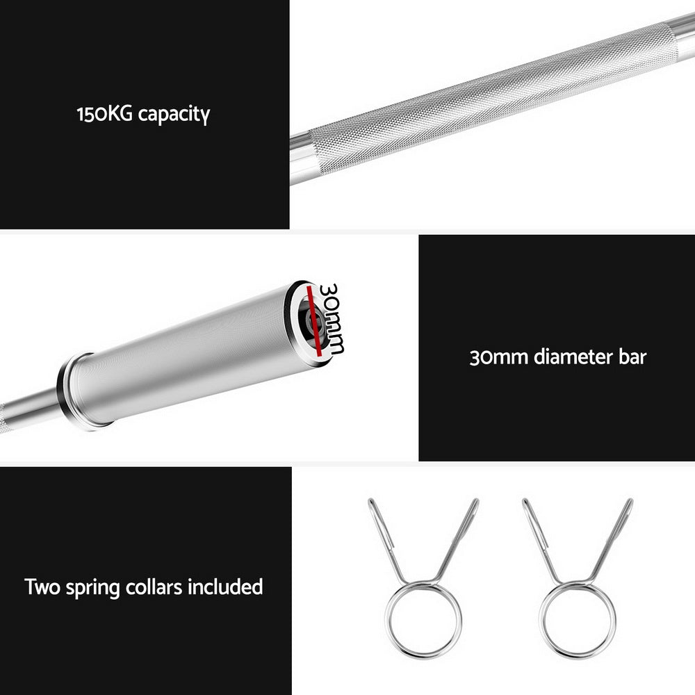 Everfit 1.2m Olympic Barbell Bar Silver Fitness Training