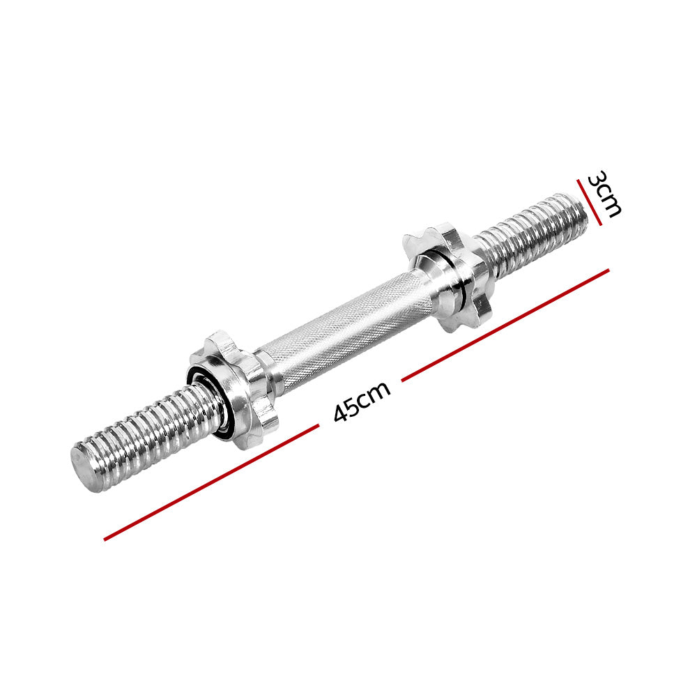 Everfit 45cm Dumbbell Bar 150kg Capacity Silver