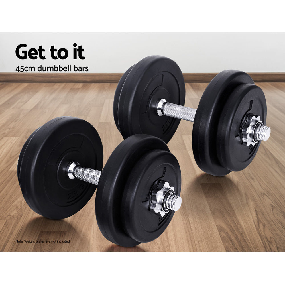 Everfit 45cm Dumbbell Bar 150kg Capacity Silver