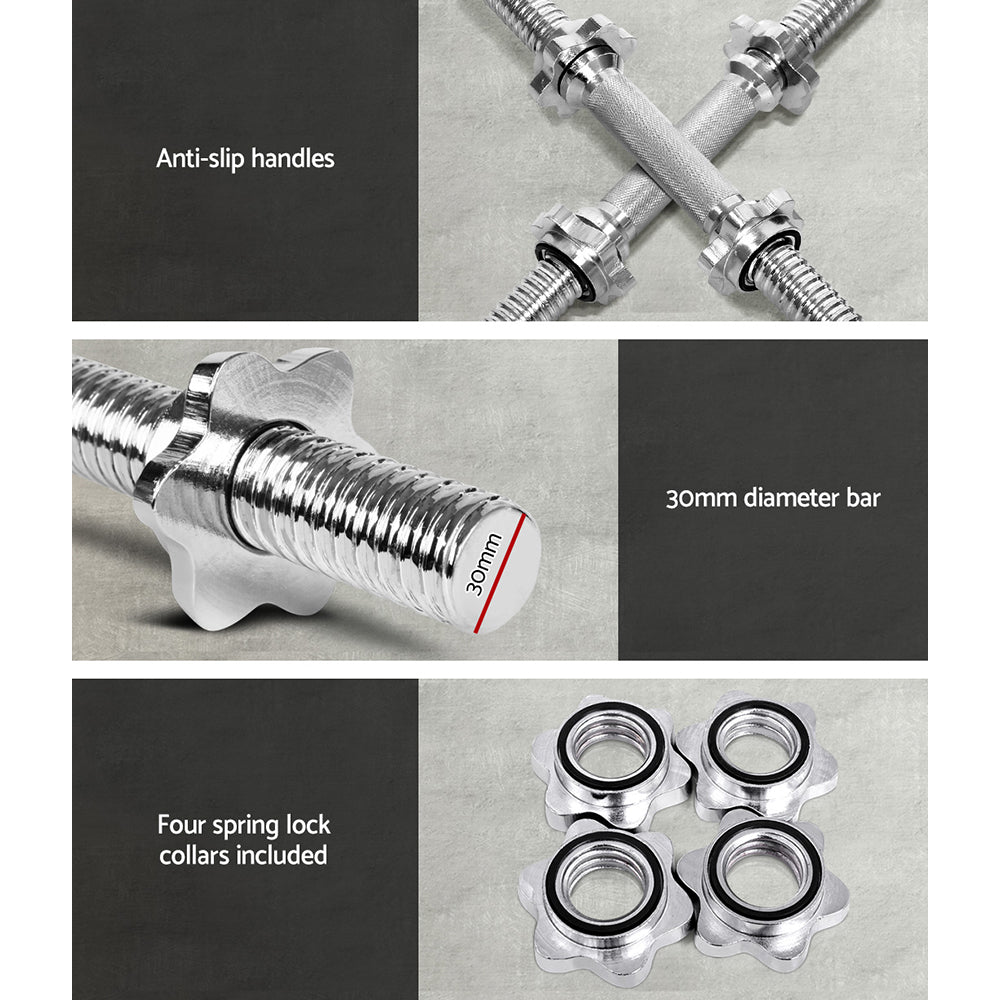 Everfit 45cm Dumbbell Bar 150kg Capacity Silver