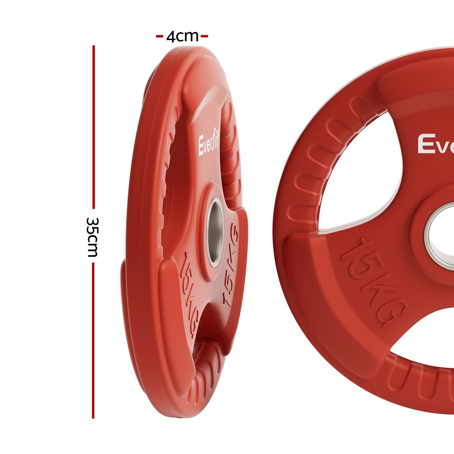 Everfit 15kg Olympic Weight Plate Red Rubber Coated